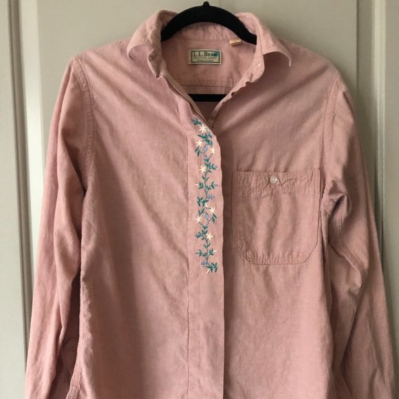 L.L. Bean Tops Vintage Ll Bean Button Down With Embroidered Flowers Poshmark